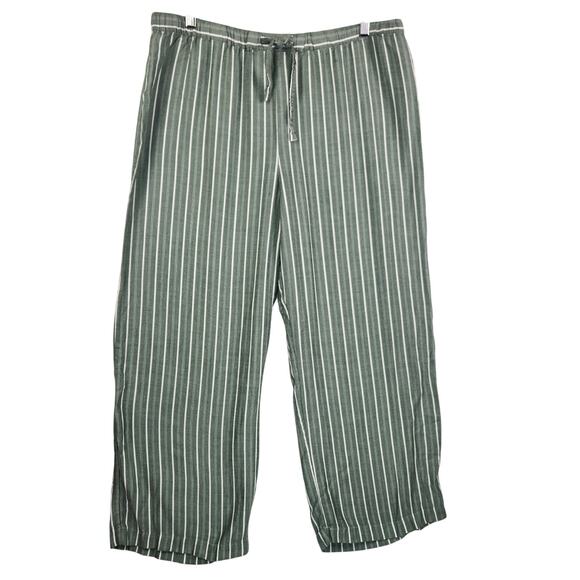 Cozy Earth Soft Woven Lounge Pants Women XL Green White Striped Pajama EUC - Picture 1 of 14